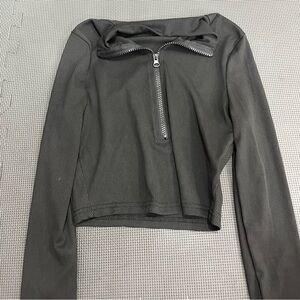 Stylish white Zip-Up Women's Top.           Gym top